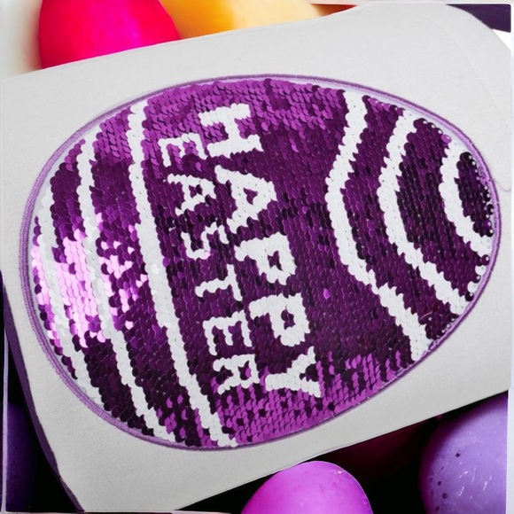Purple Sequin Canvas Easter Basket for Kids: Personalized Bunny Tote - Picture 5 of 7